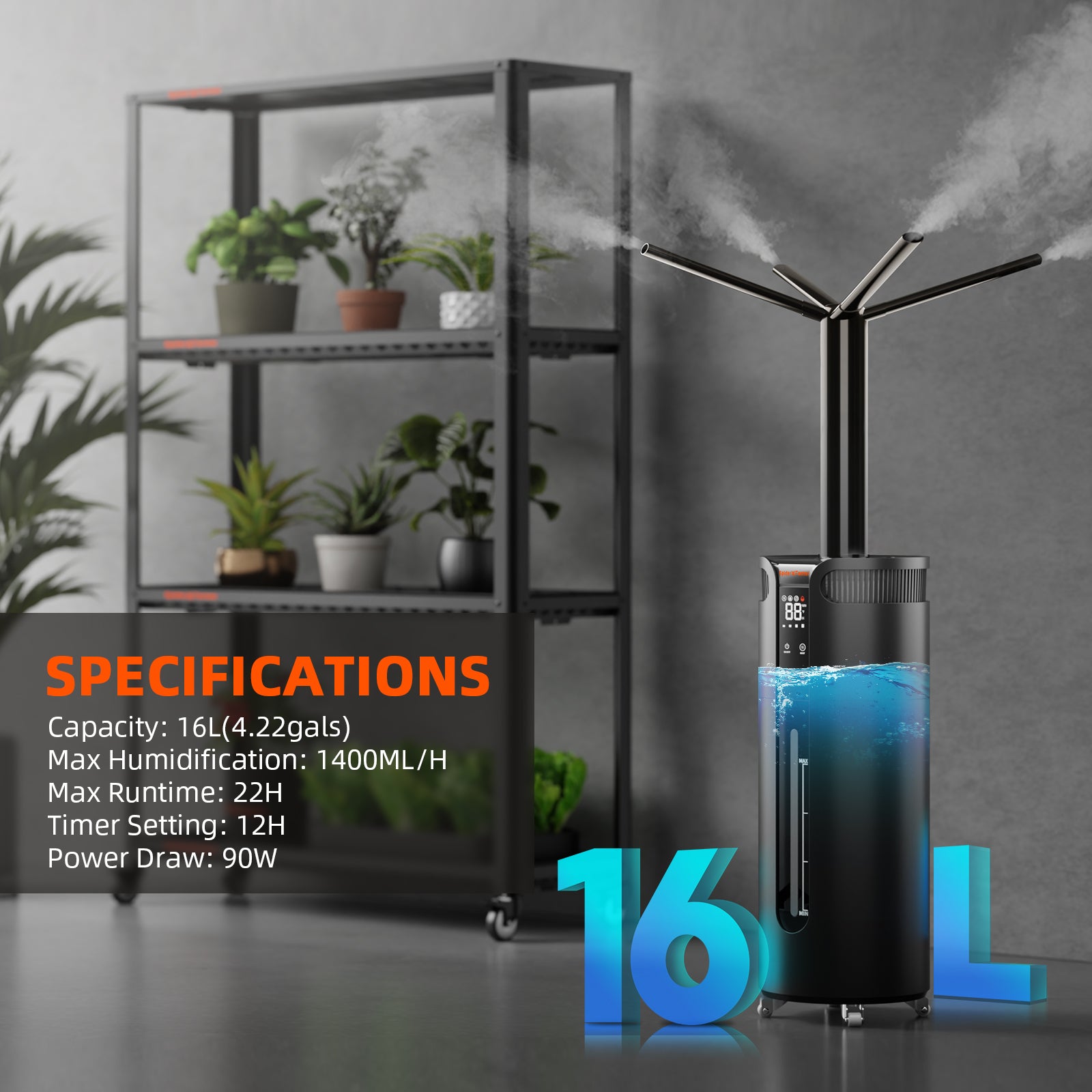 Spider Farmer 16L Koele Mist Luchtbevochtiger