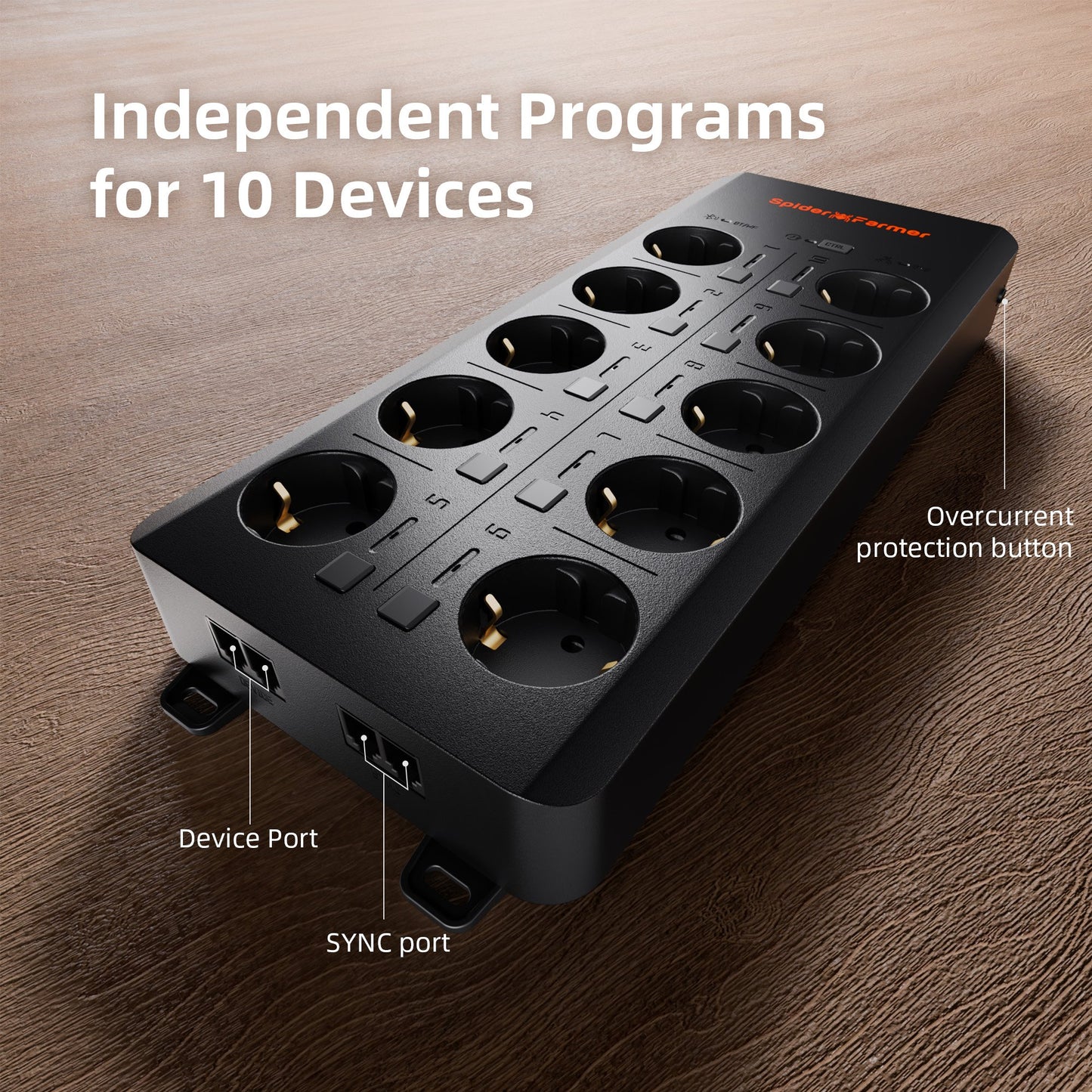 Spider Farmer GGS AC10 kit – 10 onafhankelijk regelbare uitgangen / 10 independently controllable outlets / 10 unabhängige Ausgänge