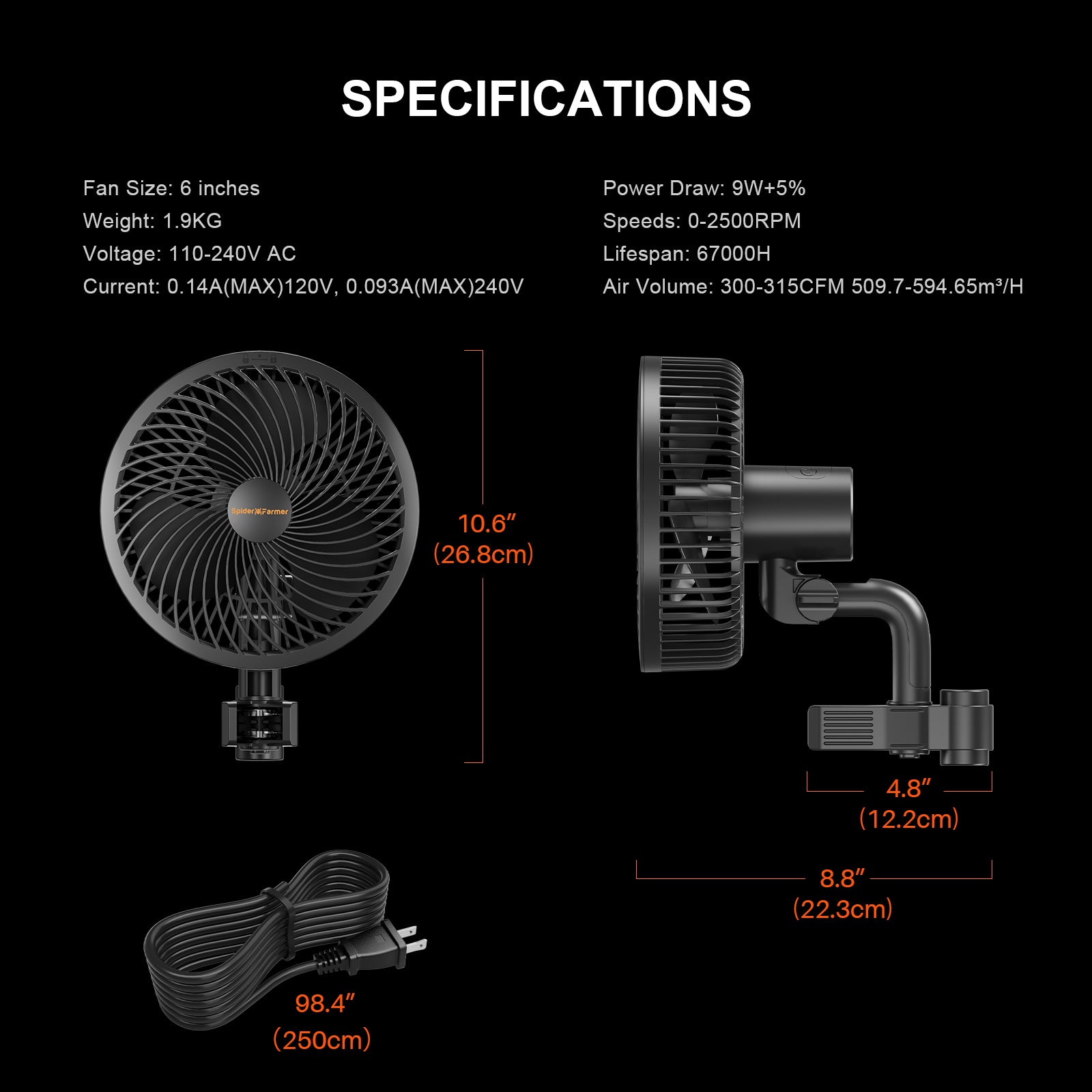 Spider Farmer 6-inch Clip Fan