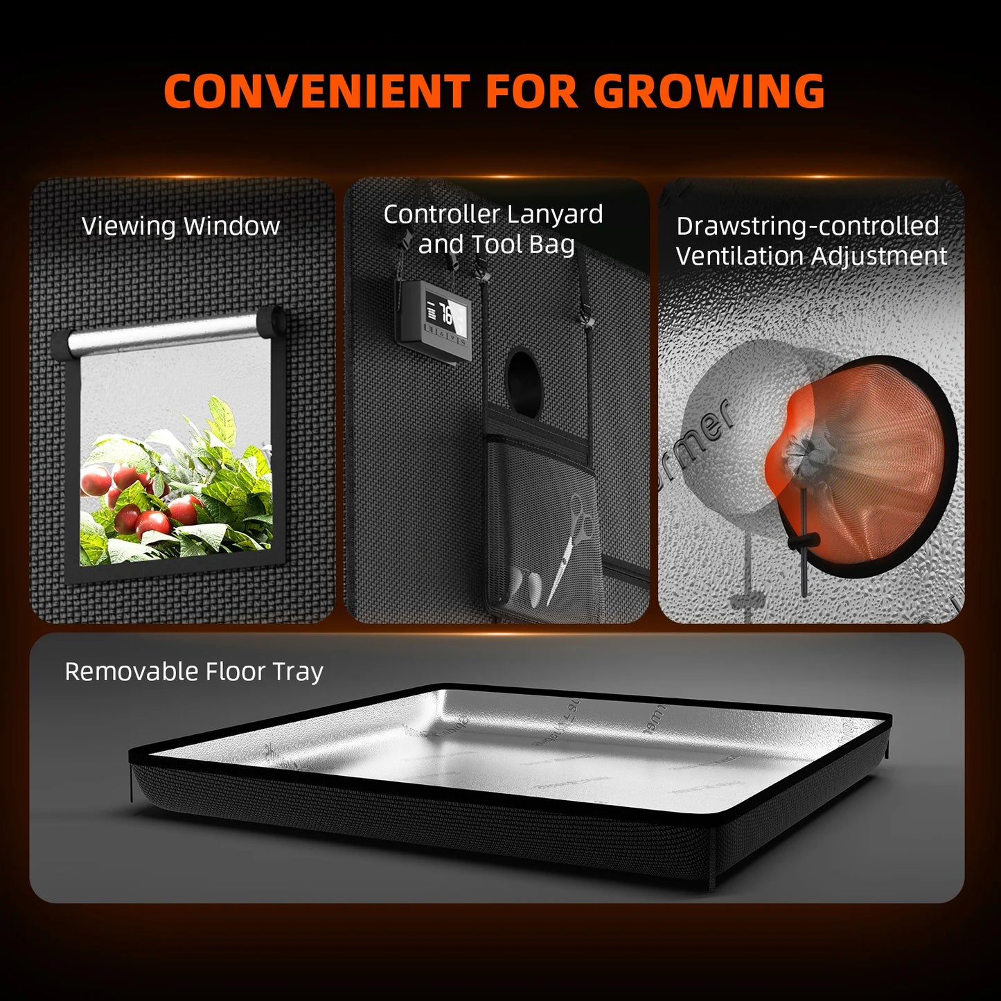 Spider Farmer SE1000W Complete Grow Tent Kit – 150×150×200 cm Tent + 1000W Full Spectrum LED + 6″ Inline Fan met GGS Controller