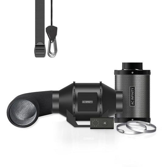 AC Infinity Luftfilter-Kit 100 mm, Inline-Lüfter mit Drehzahlregler, Kohlefilter und Kanal-Kombination