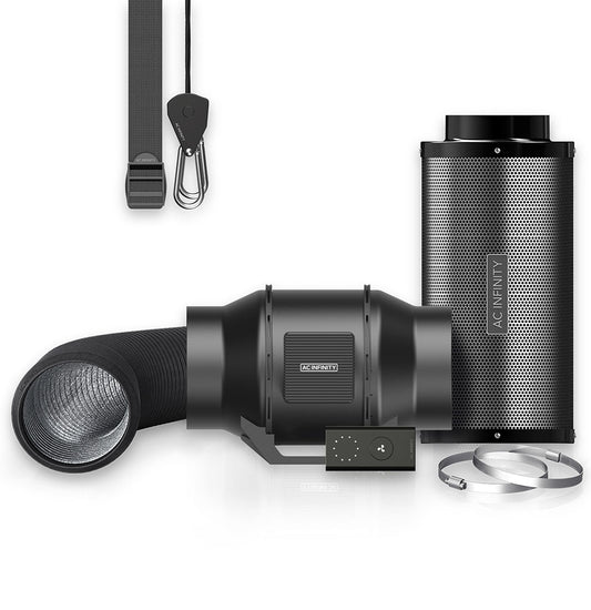 AC Infinity Luftfilter-Kit 150 mm – Inline-Lüfter mit Drehzahlregler, Kohlefilter und Kanal-Kombination