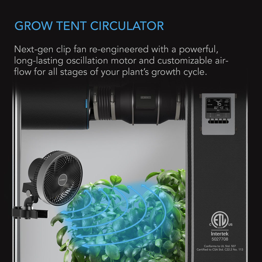AC Infinity CLOUDRAY S6 – Grow Tent Clip-Ventilator 150 mm mit 10 Geschwindigkeiten, EC-Motor, Auto-Oszillation