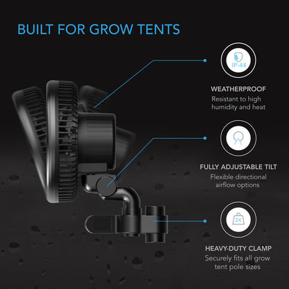 AC Infinity CLOUDRAY S6 – Grow Tent Clip-Ventilator 150 mm mit 10 Geschwindigkeiten, EC-Motor, Auto-Oszillation