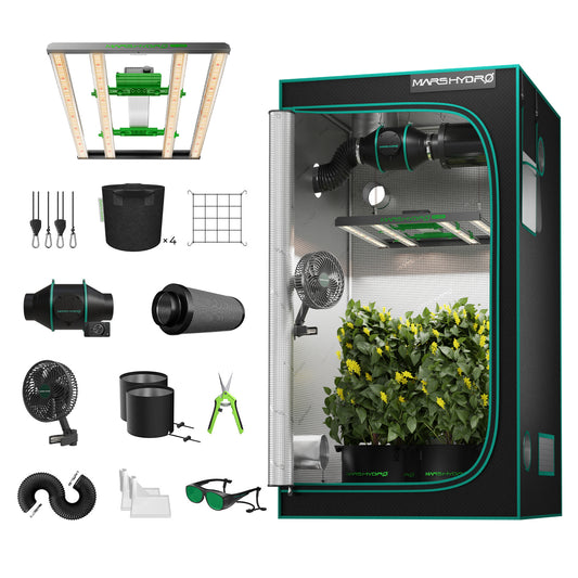 Mars Hydro FC3000 EVO kweekset 100x100 tent – LED grow kit – Pflanzenzelt Set
