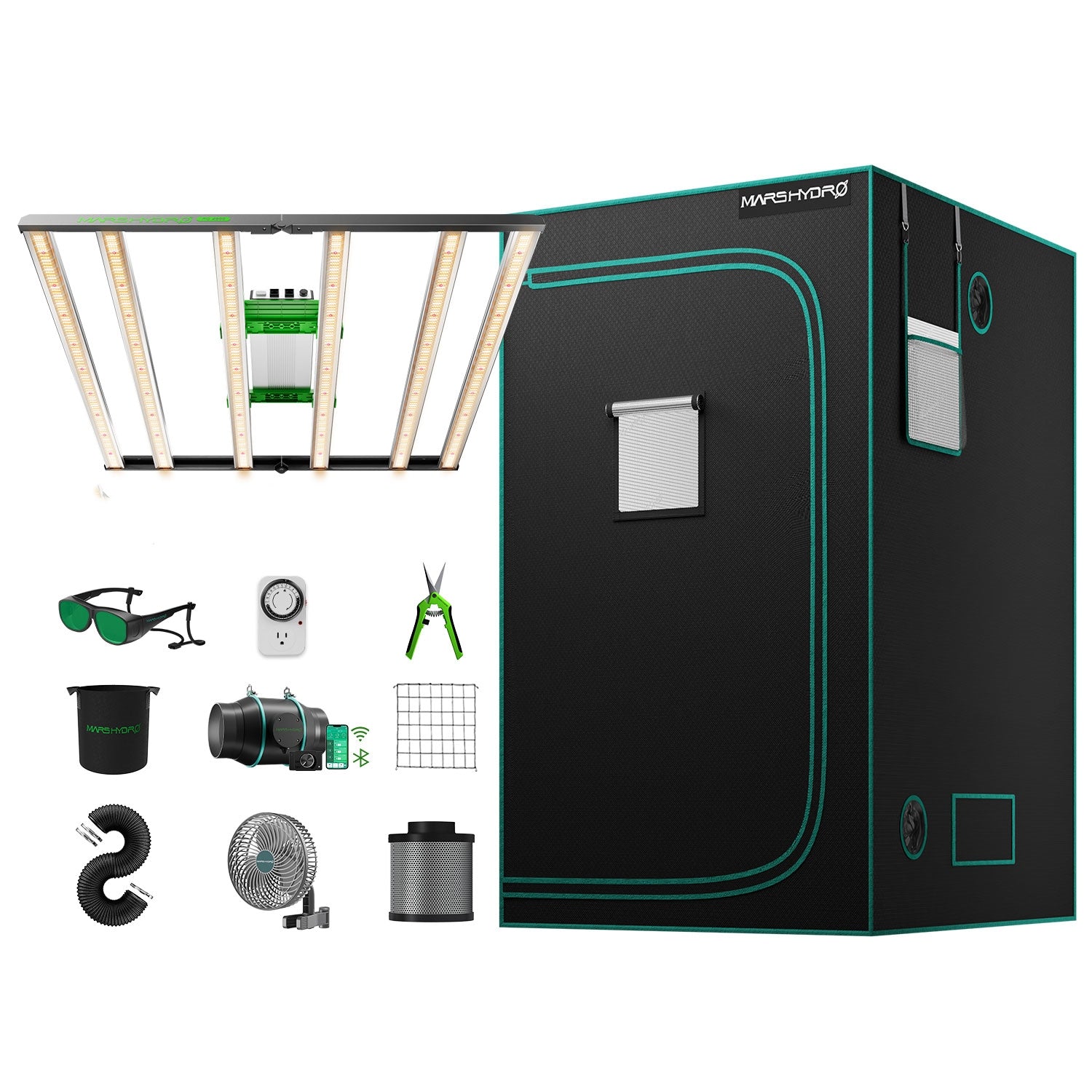 Mars Hydro FC4800 EVO complete kweektent kit 120x120 binnenkweek | LED Grow Tent Set | Growbox Komplettset