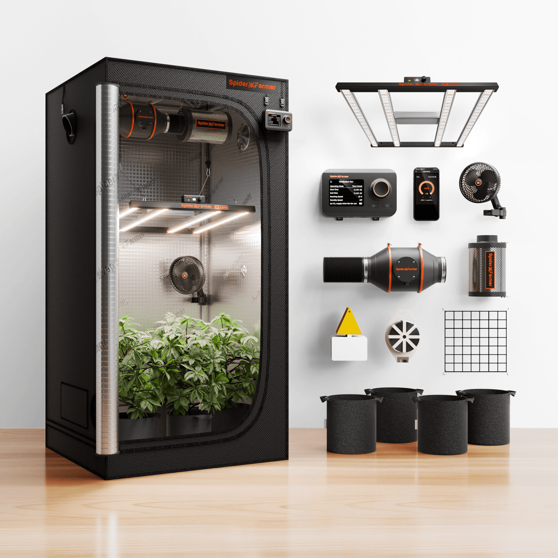 Spider Farmer G3000 300W GGS Premium kweektent set 90×90×180 cm | Spider Farmer G3000 300W GGS Premium grow tent kit 90×90×180 cm | Spider Farmer G3000 300W GGS Premium Growzelt-Set 90×90×180 cm