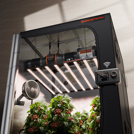 Spider Farmer G1000W Geautomatiseerde Complete Grow Tent Kit – 150×150×200 cm Tent + 1000W LED + 6” Ventilatie + Clipfan + GGS App Controller