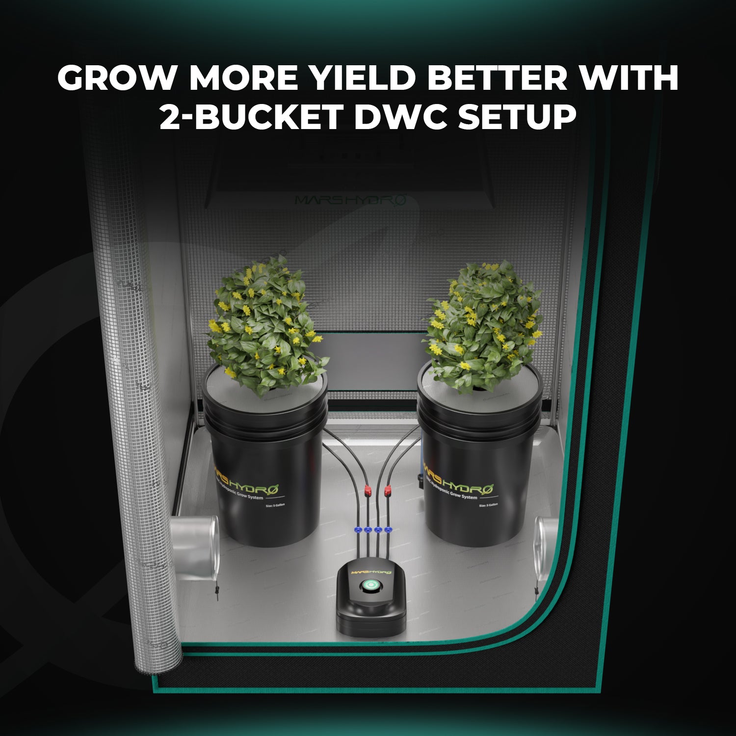 Mars Hydro 5-Gallon DWC Hydroponics Systeem 2-Emmers | Deep Water Culture Grow Kit | Hydroponisches DWC Set 2 Eimer