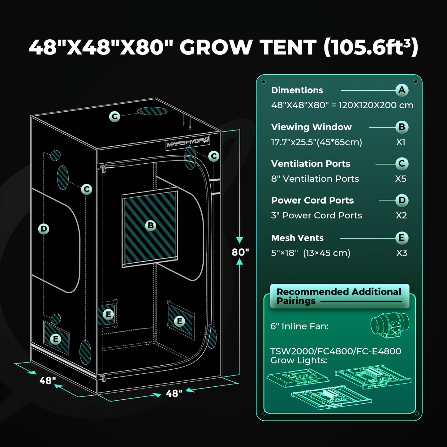 Mars Hydro Grow Tent Pro met lichtdichte constructie | Mars Hydro Grow Tent Pro with lightproof construction | Mars Hydro Grow Tent Pro mit lichtdichter Konstruktion
