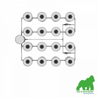 Growrilla RDWC Hydroponic 2.0 System – 16 Buckets bovenaanzicht