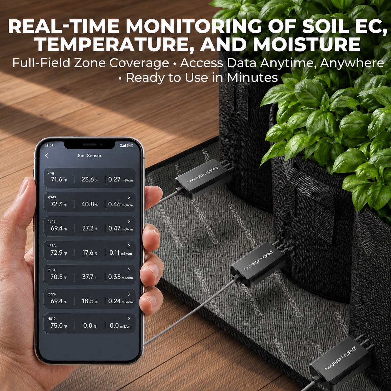 Mars Hydro slimme bodemsensor voor vocht temperatuur en EC | Mars Hydro smart soil sensor for moisture temperature and EC | Mars Hydro intelligenter Bodensensor für Feuchtigkeit Temperatur und EC