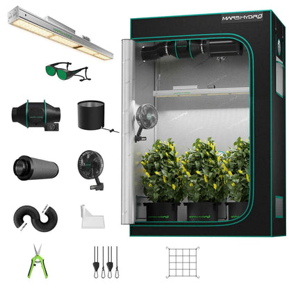 Mars Hydro SP3000 Complete Kweektent Kit – 300W Full Spectrum LED Grow Kit 120×60×180 cm met iFresh Ventilatiesysteem