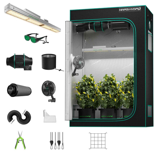 Mars Hydro SP3000 Complete Kweektent Kit – 300W Full Spectrum LED Grow Kit 120×60×180 cm met iFresh Ventilatiesysteem