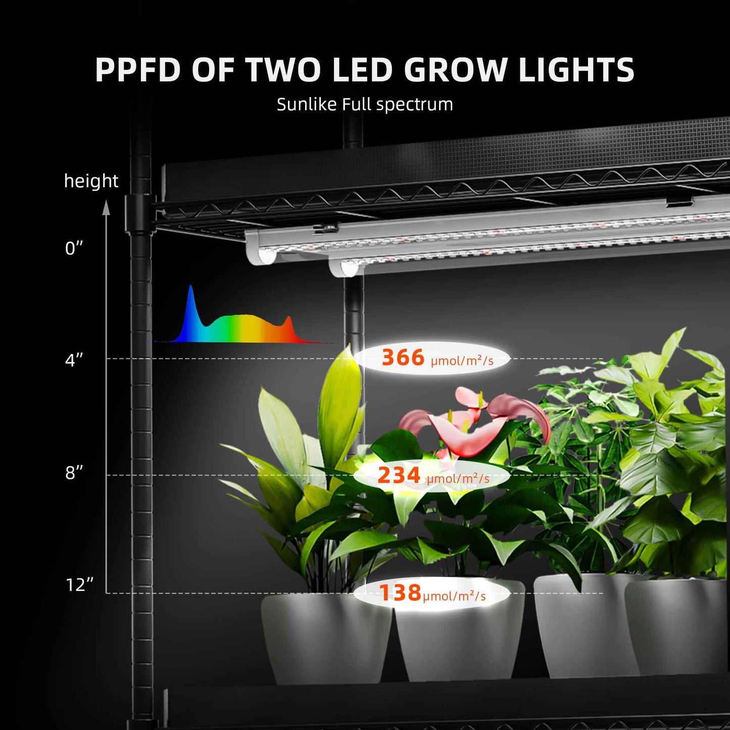 Spider Farmer 4-Laags Plantenrek met 54W LED Grow Lights & 1680D Grow Tent – Compact Indoor Kweeksysteem voor Zaailingen, Stekken & Microgreens