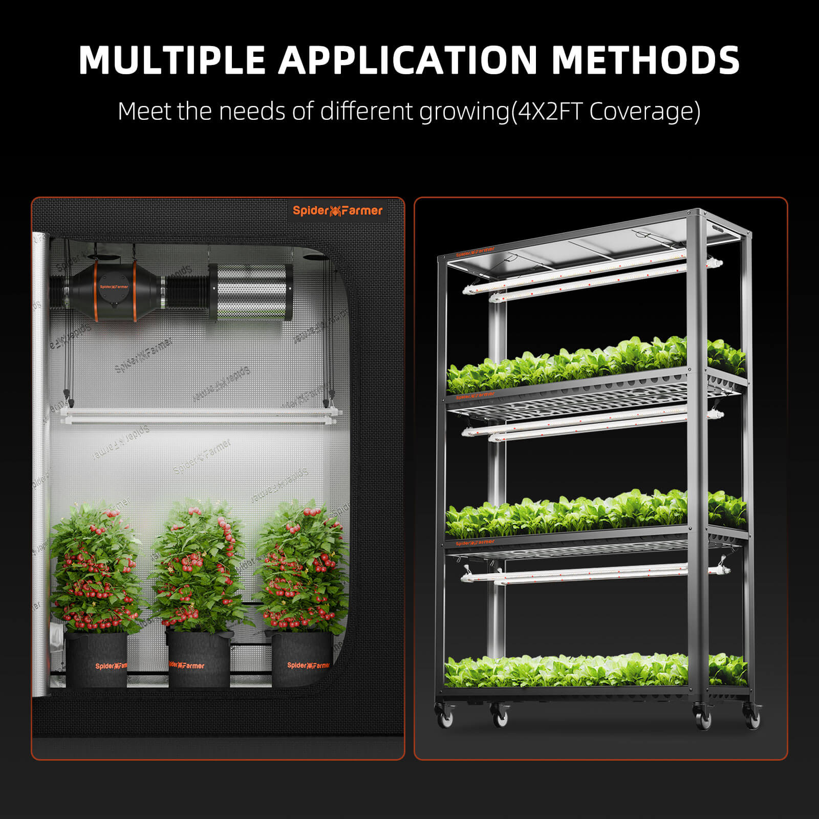 Spider Farmer 80W LED kweeklamp voor stekken, klonen en succulenten met gelijkmatige lichtverdeling